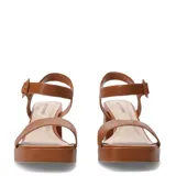 Sandalias de tacón Bottero color dorado, con plataforma y tira ancha sobre los dedos. Tira al tobillo con hebilla ajustable.