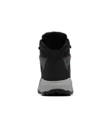Bota de senderismo Columbia Newton Wander para hombre, color gris oscuro con detalles en negro y naranja. Fabricada en cuero impermeable con tecnología Omni-Tech y suela de caucho Omni-Grip para mayor tracción.