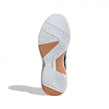 Championes Adidas Ligra 8 para hombre, color negro con detalles en blanco y suela blanca con detalles en marrón.