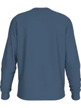 Buzo azul de felpa de algodón y poliéster, de la colección Calvin Klein Jeans. Tiene cuello redondo, manga larga, puños y dobladillo de punto canalé, ajuste regular e insignia con logo de Calvin Klein bordado en el pecho.