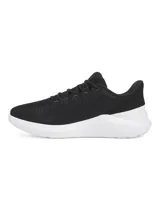 Championes de running Under Armour Phade RN 3, color azul marino con logo verde flúor y suela blanca.