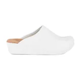 Zueco blanco de cuero Marco Donatti, con plataforma y plantilla acolchada.