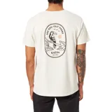 Remera blanca de algodón con cuello redondo y estampado pequeño en el pecho con el logo de la marca Katin y la frase "See you out there".