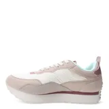 Championes Topper Temple color beige con detalles en blanco y suela alta.