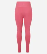 Calza deportiva larga color rosa, confeccionada en microfibra, con cintura alta con elástico porta remera y bolsillo lateral.