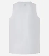 Musculosa deportiva azul marino de poliéster con tecnología Dry, cuello redondo y detalle de cinta reflectante en el centro.