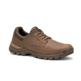 Zapato acordonado de cuero color marrón, con forro de malla de nylon, plantilla de espuma acolchada y suela de goma.