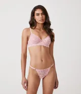 Soutien blanco de encaje floral, sin relleno y con aro.