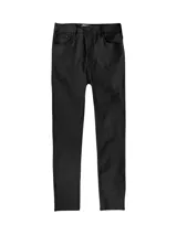 Pantalón negro de tiro alto, corte ajustado y largo al tobillo.