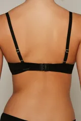 Soutien negro de algodón con elastano, de corte triangular y sin aro, con tirantes finos ajustables.