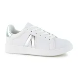 Championes deportivos American Sport Gaia 2.0, color blanco con detalles plateados. Presentan logo de la marca en el lateral y cordones blancos.