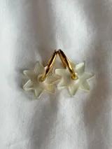 Par de aros dorados con forma de estrella negra.