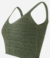 Blusa de punto color verde militar con breteles finos y escote en V.