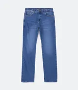 Pantalón de jean de corte recto color azul.