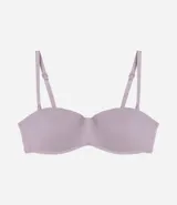 Soutien sin breteles color piel, con copa hueca y tirantes desmontables.