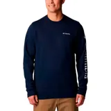 Buzo negro de cuello redondo con logo de Columbia estampado en el pecho. Puños y dobladillo acanalados.