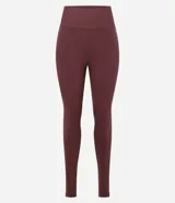Legging deportiva ajustada al cuerpo, color morado oscuro, con cintura alta y bolsillo pequeño en la espalda.