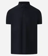 Camisa polo de hombre color verde oscuro, de corte regular, manga corta y cuello con botones.