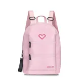 Mochila color rosa con diseño elegante y compartimentos organizadores, ideal para el uso diario.