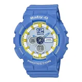 Reloj Casio Baby-G modelo BA120-2BDR, con caja y correa de resina celeste.