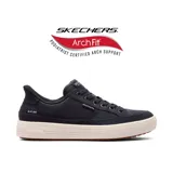 Championes Skechers Slip-ins Arch Fit Arcade, color azul marino, con cordones elásticos, capellada de lona y plantilla Arch Fit con soporte certificado por podólogos.