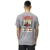 Remera gris con estampado en el pecho con la palabra "RIVER".