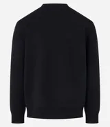 Buzo deportivo negro de poliéster con cuello redondo y mangas largas.