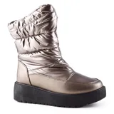 Bota de caña media color negro, con plataforma y diseño acolchado.