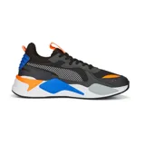 Championes Puma RS-X Geek de hombre, color negro con detalles en gris, azul y naranja. Zapatillas de estilo retro con revestimientos de nubuck y gamuza.