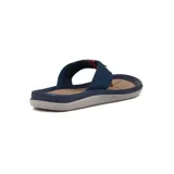 Chanclas de dedo para hombre, con base amarilla, tiras grises y contorno azul marino.