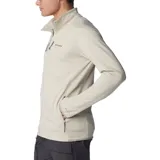 Campera polar Columbia Park View Fleece, color azul jaspeado, con cierre frontal completo, cuello alto, bolsillos laterales con cierre y bolsillo en el pecho con cierre vertical en color verde lima. Cuenta con tecnología Omni-Wick, puños elásticos con orificios para pulgares y protector de barbilla.
