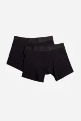 Pack de dos bóxers lisos, uno color beige y otro negro, con cintura elástica con logotipo.
