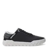 Championes Caterpillar Hex + negros con suela blanca de goma con diseño hexagonal.