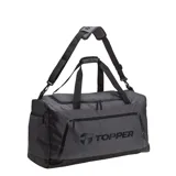 Bolso deportivo Topper Active Gde, color gris con detalles en negro, con doble asa de mano y correa de hombro ajustable.
