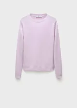 Sweater lila de cashmere con cuello redondo y mangas largas.