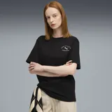 Remera negra de corte relajado con logo Puma Athletics estampado en blanco en el pecho.