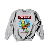 Buzo de algodón gris con estampado gráfico de un niño en un columpio, inspirado en la banda The Offspring.