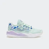 Championes de pádel para mujer Joma Spin Lady 2505, color verde agua con detalles en lila y azul.