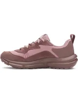 Zapatillas de running Under Armour Charged Verssert 2 para mujer, color gris oscuro y negro con detalles en rosa.
