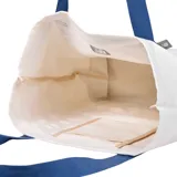 Bolso tote de lona con correas para los hombros, bolsillo delantero y amplio compartimento principal.