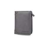 Billetera negra de cuero sintético con broche, monedero con cierre, amplio porta billetes y compartimentos para tarjetas.