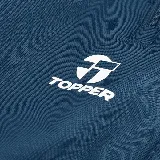 Pantalón de jogging azul con puños, bolsillos laterales con cierre y logo de Topper estampado en blanco.
