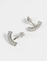 Aros pasantes ear jacket dorados con strass y cierre de tope a presión.
