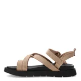 Sandalias bajas negras con tiras finas y plataforma.