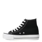 Championes de caña alta color blanco con plataforma y cordones.