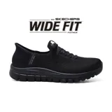 Zapatillas Skechers Hands Free Slip-ins Graceful - First Blush, color negro. Diseñadas con horma ancha, capellada de tejido Stretch Fit, cordones elásticos decorativos, plantilla Air-Cooled Memory Foam y Heel Pillow.