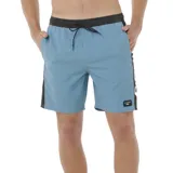 Short de baño Rip Curl Sideways color celeste con cintura elástica negra y cordón ajustable.