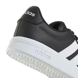 Championes urbanos Adidas Grand Court Base 3.0, color negro con tres franjas laterales blancas y suela de goma blanca.