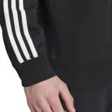 Buzo negro de corte clásico con tres franjas blancas en las mangas, logo de adidas en el pecho.