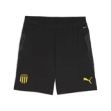 Short deportivo negro con escudo del Club Atlético Peñarol bordado en amarillo.